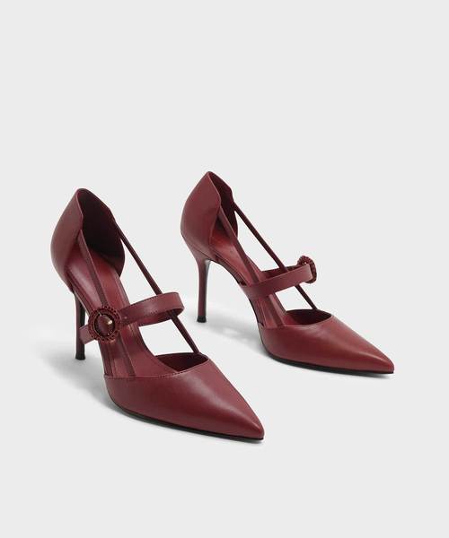 CHARLES & KEITH(チャールズ & キース)の「カットアウトディテールメリージェーンスティレット / CUT OUT DETAIL MARY JANE STILETTOS(ローファー・レディース・バーガンディー/ブラック/ピンク・25.5cm/23.5cm/22.5cm/24.5cm/23cm/25cm)」の10枚目の写真