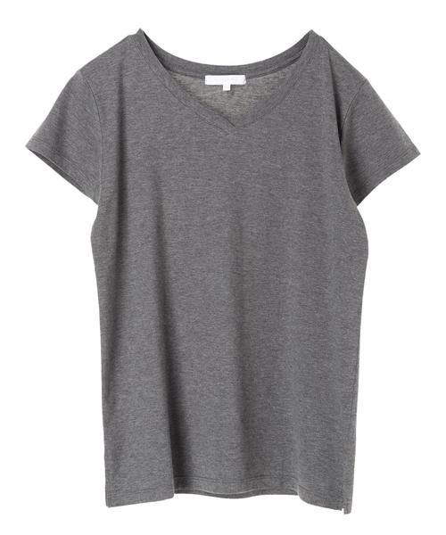 AMERICAN HOLIC(アメリカンホリック)の「・60新彊綿天竺フレンチスリーブVネックTEE(Tシャツ/カットソー・レディース・ブラック/オフホワイト/グレー系その他2/ブラウン・M/L)」の15枚目の写真