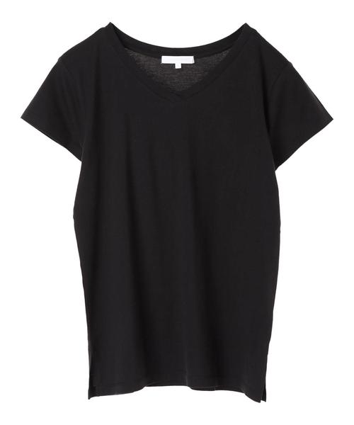 AMERICAN HOLIC(アメリカンホリック)の「・60新彊綿天竺フレンチスリーブVネックTEE(Tシャツ/カットソー・レディース・ブラック/オフホワイト/グレー系その他2/ブラウン・M/L)」の14枚目の写真