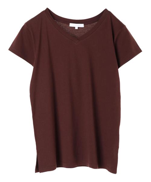 AMERICAN HOLIC(アメリカンホリック)の「・60新彊綿天竺フレンチスリーブVネックTEE(Tシャツ/カットソー・レディース・ブラック/オフホワイト/グレー系その他2/ブラウン・M/L)」の13枚目の写真