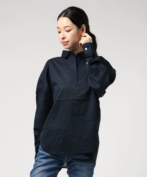 earth music&ecology（アースミュージックアンドエコロジー）の「イロイロコットンスキッパーシャツ ●（シャツ/ブラウス・レディース・ベージュ/ネイビー/オフホワイト/カーキ/グリーン/イエロー系その他/グレー系その他3/ベージュ系その他4/グリーン系その他5/ブルー系その他4/ブルー系その他5/レッド系その他7・FREE）」の8枚目の写真