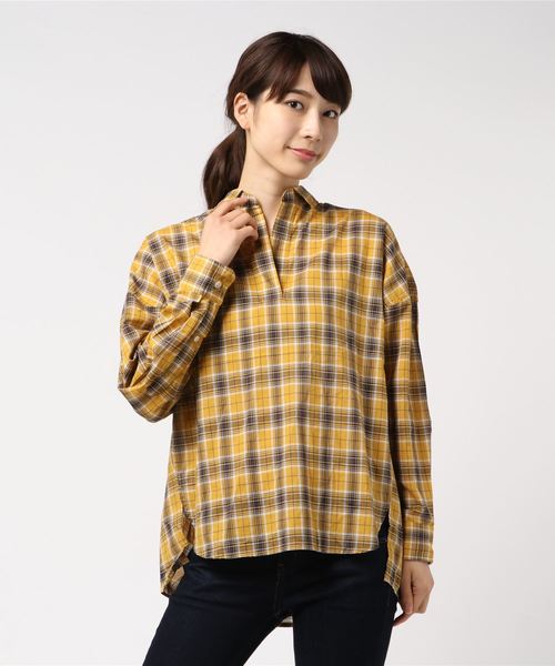 earth music&ecology（アースミュージックアンドエコロジー）の「イロイロコットンスキッパーシャツ ●（シャツ/ブラウス・レディース・ベージュ/ネイビー/オフホワイト/カーキ/グリーン/イエロー系その他/グレー系その他3/ベージュ系その他4/グリーン系その他5/ブルー系その他4/ブルー系その他5/レッド系その他7・FREE）」の11枚目の写真