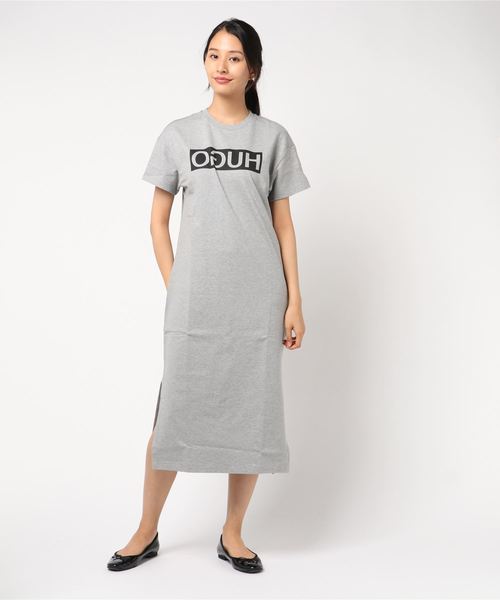 HUGO(ヒューゴ)の「ジャージー クオリティ コットン ドレス(ワンピース・レディース・霜降りグレー・S/M/L/XS)」の1枚目の写真