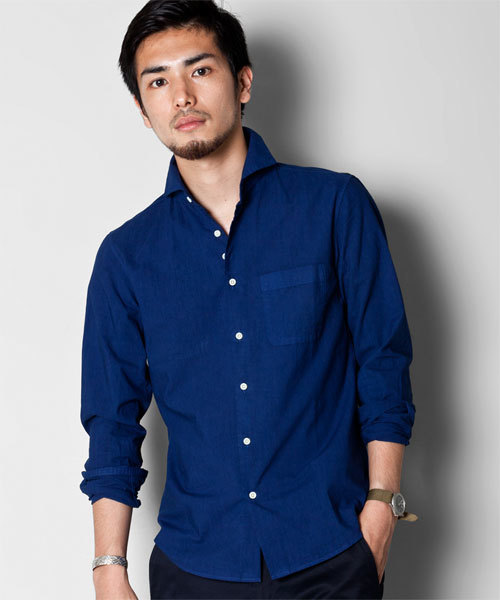 NANO universe（ナノユニバース）の「ギリシアコットン硫化染めシャツ（シャツ/ブラウス・メンズ・ホワイト/グレイッシュベージュ/ネイビー/ライトピンク/チャコール・SMALL/MEDIUM/LARGE/X-LARGE）」の4枚目の写真