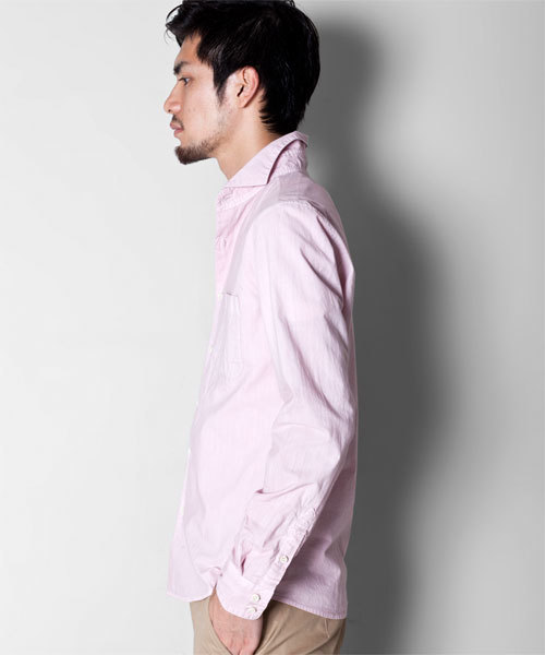 NANO universe（ナノユニバース）の「ギリシアコットン硫化染めシャツ（シャツ/ブラウス・メンズ・ホワイト/グレイッシュベージュ/ネイビー/ライトピンク/チャコール・SMALL/MEDIUM/LARGE/X-LARGE）」の6枚目の写真