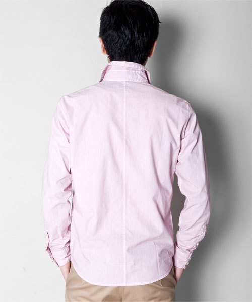 NANO universe（ナノユニバース）の「ギリシアコットン硫化染めシャツ（シャツ/ブラウス・メンズ・ホワイト/グレイッシュベージュ/ネイビー/ライトピンク/チャコール・SMALL/MEDIUM/LARGE/X-LARGE）」の7枚目の写真