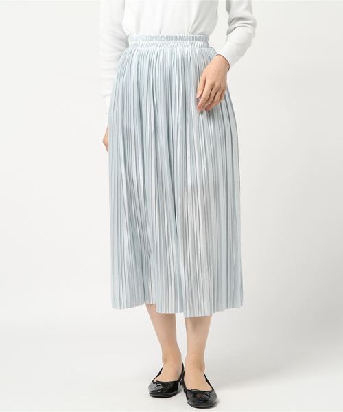 SpRay(スプレイ)の「サテンプリーツスカート(スカート・レディース・ブラック/ベージュ/グレー/ピンク/グリーン/パープル/ライトグレー・FREE)」の2枚目の写真