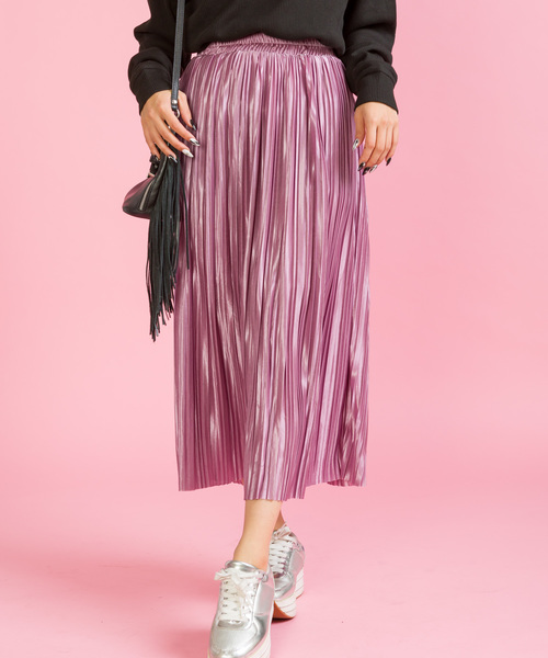 SpRay(スプレイ)の「サテンプリーツスカート(スカート・レディース・ブラック/ベージュ/グレー/ピンク/グリーン/パープル/ライトグレー・FREE)」の7枚目の写真