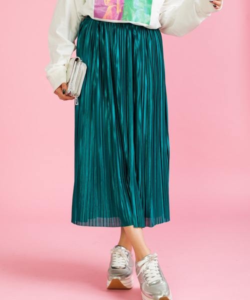 SpRay(スプレイ)の「サテンプリーツスカート(スカート・レディース・ブラック/ベージュ/グレー/ピンク/グリーン/パープル/ライトグレー・FREE)」の5枚目の写真