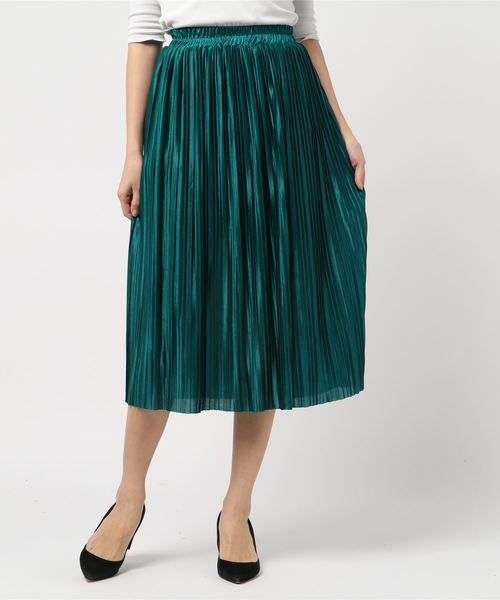 SpRay(スプレイ)の「サテンプリーツスカート(スカート・レディース・ブラック/ベージュ/グレー/ピンク/グリーン/パープル/ライトグレー・FREE)」の14枚目の写真