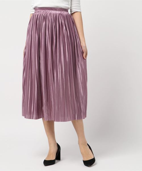 SpRay(スプレイ)の「サテンプリーツスカート(スカート・レディース・ブラック/ベージュ/グレー/ピンク/グリーン/パープル/ライトグレー・FREE)」の13枚目の写真