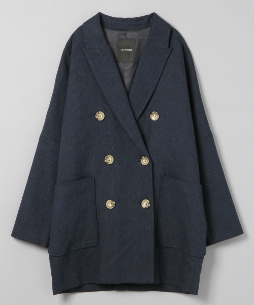 JEANASIS(ジーナシス)の「リネンWジャケット/822801(テーラードジャケット)」|ネイビー