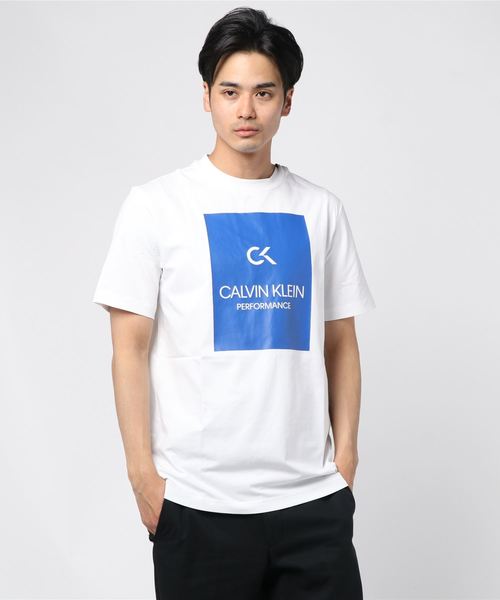 Calvin Klein(カルバン・クライン)の「ボックス ロゴ Tシャツ(Tシャツ/カットソー・メンズ・グレー/ゴールド/ホワイト/ブラック/その他/ホワイト系その他5・S/M/L/XL)」の2枚目の写真