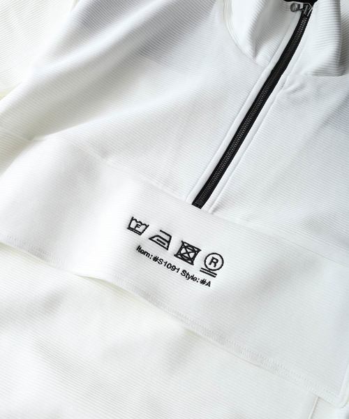 SHAREEF(シャリーフ)の「RIPPLE HALF ZIP S/S BIG-T(Tシャツ/カットソー・メンズ・ホワイト/ブラック/ターコイズブルー/レッド・1/2/3)」の7枚目の写真