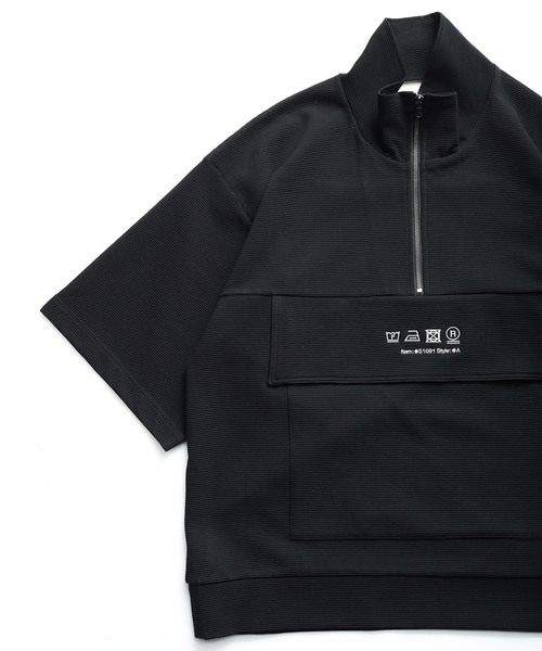 SHAREEF(シャリーフ)の「RIPPLE HALF ZIP S/S BIG-T(Tシャツ/カットソー・メンズ・ホワイト/ブラック/ターコイズブルー/レッド・1/2/3)」の15枚目の写真