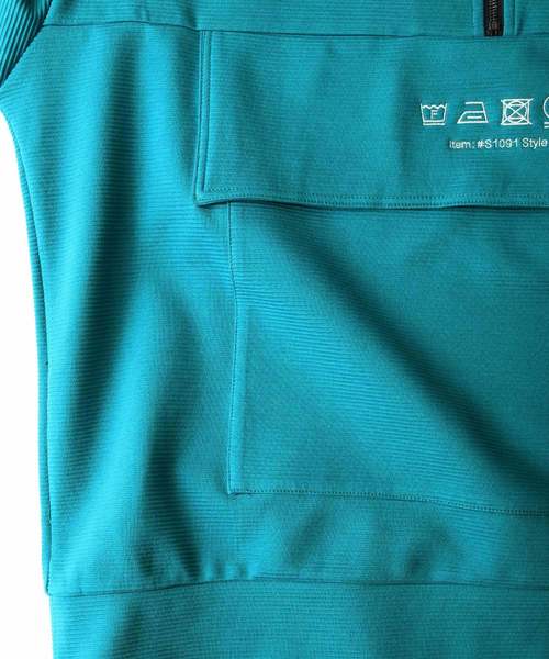 SHAREEF(シャリーフ)の「RIPPLE HALF ZIP S/S BIG-T(Tシャツ/カットソー・メンズ・ホワイト/ブラック/ターコイズブルー/レッド・1/2/3)」の8枚目の写真