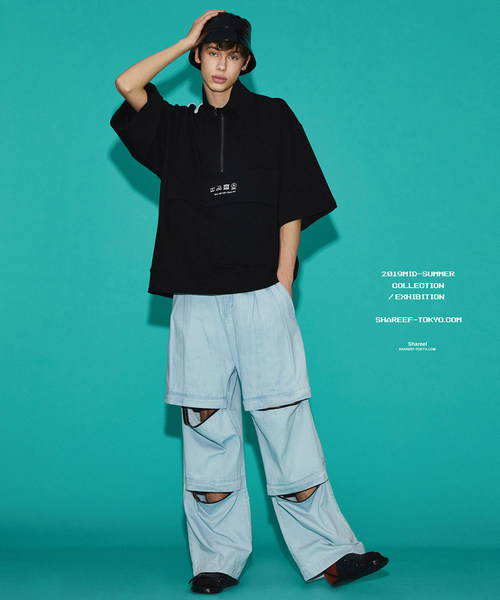 SHAREEF(シャリーフ)の「RIPPLE HALF ZIP S/S BIG-T(Tシャツ/カットソー・メンズ・ホワイト/ブラック/ターコイズブルー/レッド・1/2/3)」の9枚目の写真