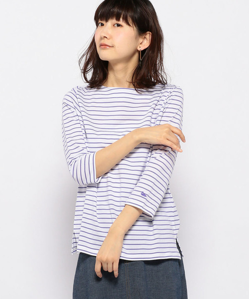 DECOY SINCE 1981（デコイシンスイチキュウハチイチ）の「◇カタログ掲載◇【オーガニックコットンシリーズ】ボーダーTシャツ（Tシャツ/カットソー・レディース・ネイビー/ピンク/イエロー/ラベンダー・LL/M size/L size）」の3枚目の写真