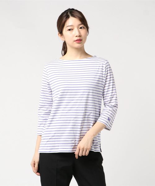 DECOY SINCE 1981（デコイシンスイチキュウハチイチ）の「◇カタログ掲載◇【オーガニックコットンシリーズ】ボーダーTシャツ（Tシャツ/カットソー・レディース・ネイビー/ピンク/イエロー/ラベンダー・LL/M size/L size）」の14枚目の写真