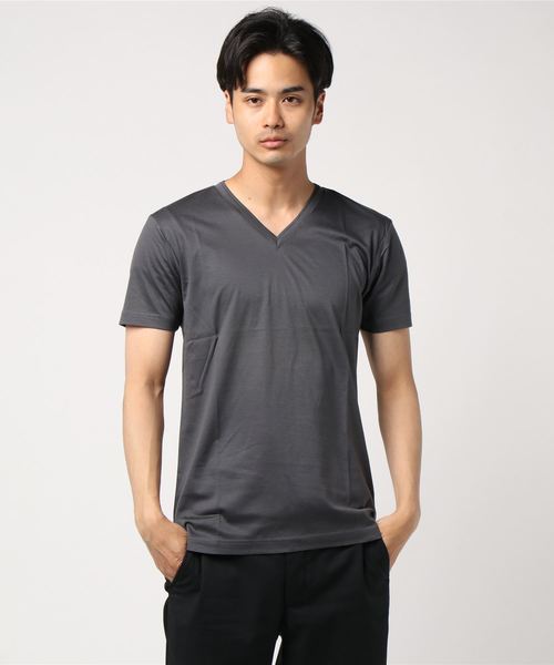 5351 POUR LES HOMMES(ゴーサンゴーイチプールオム)の「【Vネック】プライマリースムース半袖Tシャツ(Tシャツ/カットソー・メンズ・ホワイト/ライトブルー/ブラック/チャコールグレー・44/46/48/50)」の4枚目の写真