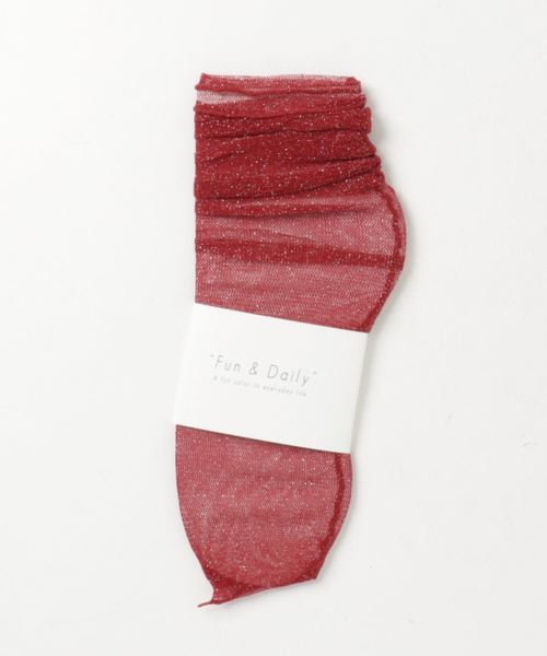 Fun & Daily（ファンアンドデイリー）の「F&D : ラメチュールソックス（ソックス/靴下・レディース・ブラック/グレー/ピンク/ワインレッド/パープル/ベージュ・FREE）」の7枚目の写真