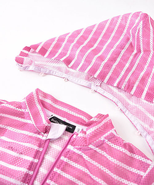 BeBe（ベベ）の「BeBe/メッシュ防虫加工パーカー（パーカー・キッズ・グレー/ピンク/ブルー・100/110/120/90/130/140/150）」の7枚目の写真