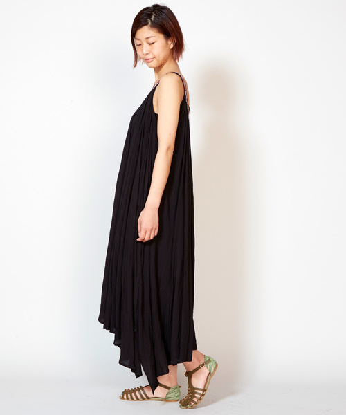 チャイハネ（チャイハネ）の「【チャイハネ】エスニック刺繍キャミワンピース（ワンピース・レディース・ブラック/ライトブルー/オレンジ/ホワイト・FREE）」の8枚目の写真