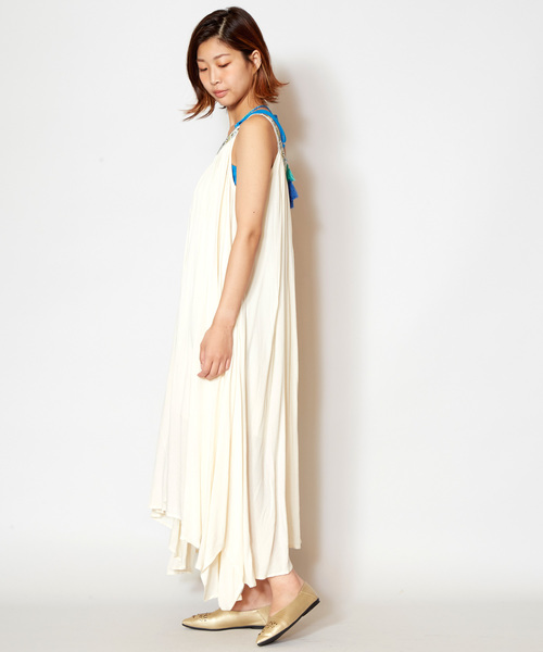 チャイハネ（チャイハネ）の「【チャイハネ】エスニック刺繍キャミワンピース（ワンピース・レディース・ブラック/ライトブルー/オレンジ/ホワイト・FREE）」の13枚目の写真