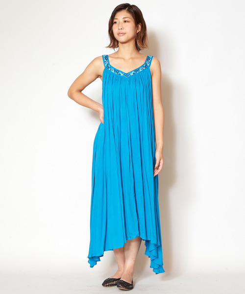 チャイハネ（チャイハネ）の「【チャイハネ】エスニック刺繍キャミワンピース（ワンピース・レディース・ブラック/ライトブルー/オレンジ/ホワイト・FREE）」の17枚目の写真