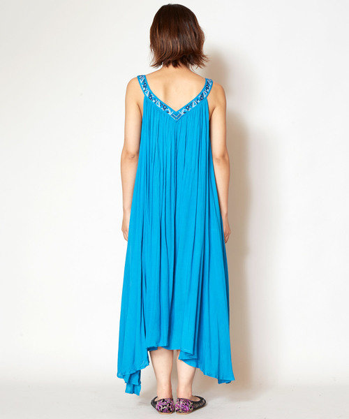 チャイハネ（チャイハネ）の「【チャイハネ】エスニック刺繍キャミワンピース（ワンピース・レディース・ブラック/ライトブルー/オレンジ/ホワイト・FREE）」の19枚目の写真