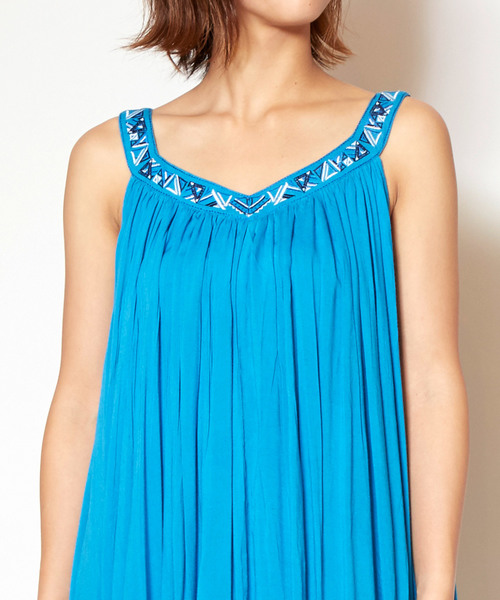 チャイハネ（チャイハネ）の「【チャイハネ】エスニック刺繍キャミワンピース（ワンピース・レディース・ブラック/ライトブルー/オレンジ/ホワイト・FREE）」の21枚目の写真