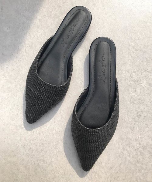 KOBE LETTUCE(コウベレタス)の「ポインテッドトゥメッシュフラットサンダル バブーシュ(サンダル・レディース・アイボリー/ベージュ/ブラック/ブラック系その他・L/LL/M/S)」の3枚目の写真