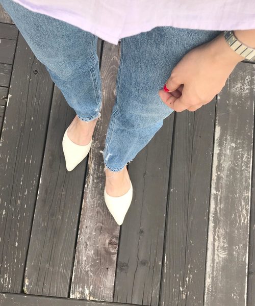 KOBE LETTUCE(コウベレタス)の「ポインテッドトゥメッシュフラットサンダル バブーシュ(サンダル・レディース・アイボリー/ベージュ/ブラック/ブラック系その他・L/LL/M/S)」の5枚目の写真