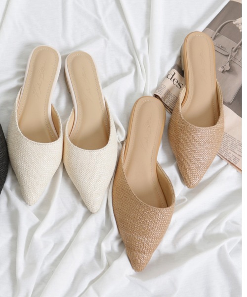 KOBE LETTUCE(コウベレタス)の「ポインテッドトゥメッシュフラットサンダル バブーシュ(サンダル・レディース・アイボリー/ベージュ/ブラック/ブラック系その他・L/LL/M/S)」の21枚目の写真