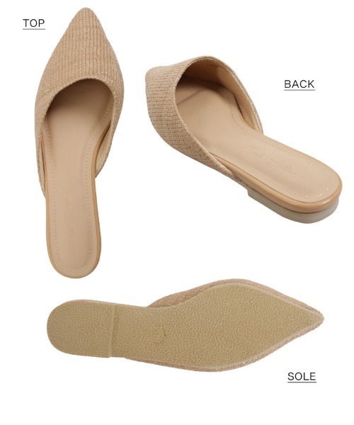 KOBE LETTUCE(コウベレタス)の「ポインテッドトゥメッシュフラットサンダル バブーシュ(サンダル・レディース・アイボリー/ベージュ/ブラック/ブラック系その他・L/LL/M/S)」の12枚目の写真