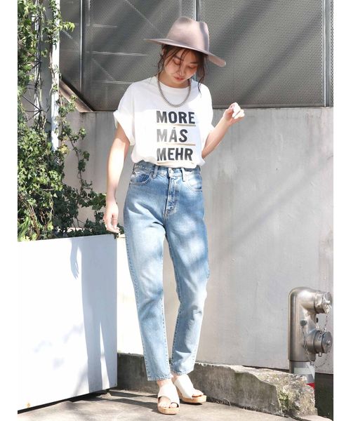 Ungrid（アングリッド）の「MOREロゴプリントTee（Tシャツ/カットソー・レディース・パープル/オフホワイト/イエロー・FREE）」の4枚目の写真