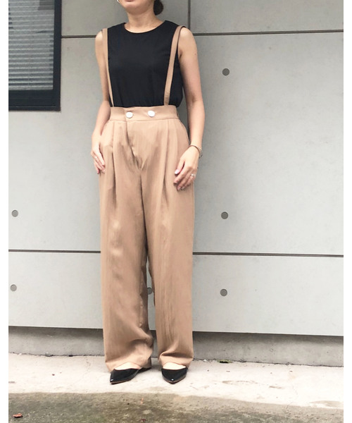 TEVALT(ヴァレット)の「サスペンダー付きタックワイドパンツ(その他パンツ・レディース・ブラック/ベージュ・38)」の15枚目の写真