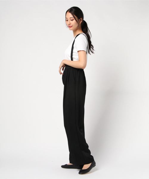 TEVALT(ヴァレット)の「サスペンダー付きタックワイドパンツ(その他パンツ・レディース・ブラック/ベージュ・38)」の4枚目の写真