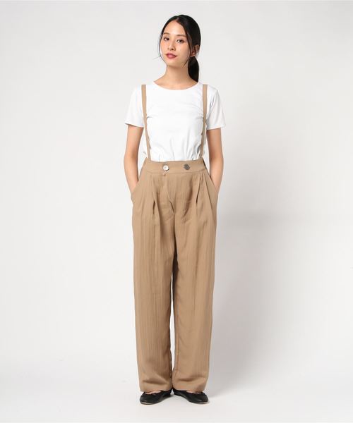 TEVALT(ヴァレット)の「サスペンダー付きタックワイドパンツ(その他パンツ・レディース・ブラック/ベージュ・38)」の6枚目の写真