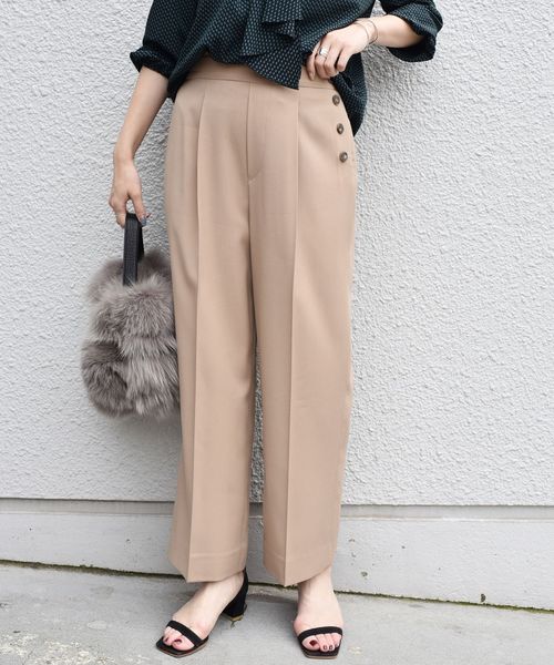 SHIPS（シップス）の「サイドボタンパンツ◇（その他パンツ・レディース・ベージュ/グリーン/ブラック・34/36/38/40）」の4枚目の写真