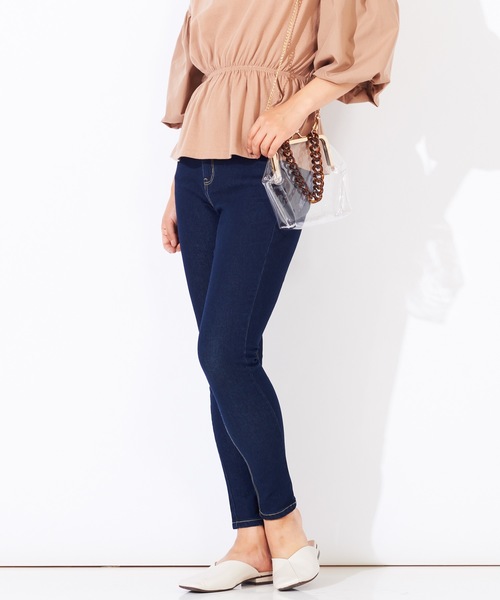 WEGO(ウィゴー)の「WEGO/デイリーハイウエストスキニーパンツ(デニムパンツ・レディース・ダークインディゴブルー/ブラック/インディゴブルー・LARGE/X-SMALL/SMALL/MEDIUM)」の1枚目の写真