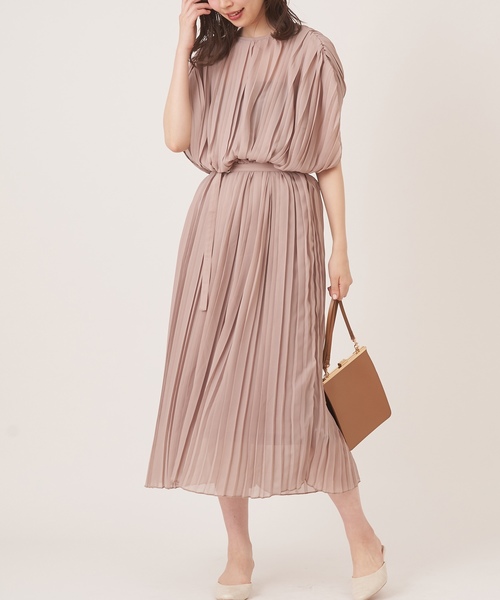 natural couture（ナチュラルクチュール）の「細ベルト付き総プリーツワンピース（ワンピース・レディース・ライトベージュ/ラベンダー/ボルドー/その他2/その他1・FREE）」の12枚目の写真