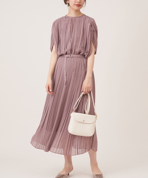 natural couture（ナチュラルクチュール）の「細ベルト付き総プリーツワンピース（ワンピース・レディース・ライトベージュ/ラベンダー/ボルドー/その他2/その他1・FREE）」の19枚目の写真