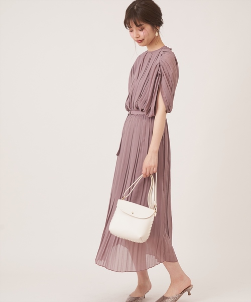 natural couture（ナチュラルクチュール）の「細ベルト付き総プリーツワンピース（ワンピース・レディース・ライトベージュ/ラベンダー/ボルドー/その他2/その他1・FREE）」の21枚目の写真