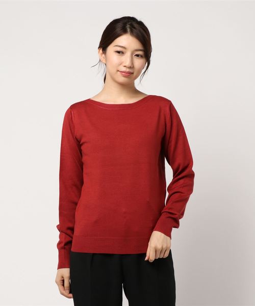 KOBE LETTUCE（コウベレタス）の「Vネックorボートネック選べるシンプルニット（ニット/セーター・レディース・チャコールグレー/ブラック/レッド/オフホワイト/ホワイト系その他/ブラック系その他/グレイッシュベージュ/チャコール/ブラウン系その他2/ブラウン系その他3/ブラウン系その他4/グリーン系その他2/ブラウン系その他/ベージュ系その他/グリーン系その他/バイオレット/パープル系その他/レッド系その他・2/1）」の18枚目の写真