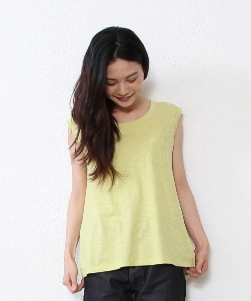 coen（コーエン）の「コットンスラブポケットTシャツ（Tシャツ/カットソー・レディース・ブラック/ホワイト/マスタード/ダークグリーン・フリー）」の4枚目の写真