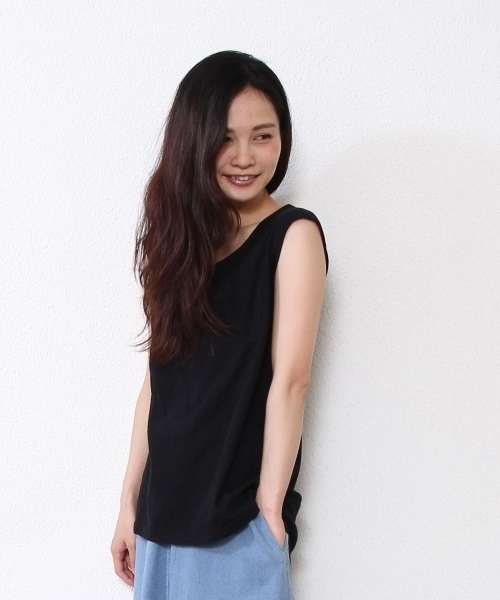 coen（コーエン）の「コットンスラブポケットTシャツ（Tシャツ/カットソー・レディース・ブラック/ホワイト/マスタード/ダークグリーン・フリー）」の3枚目の写真