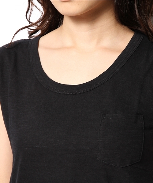 coen（コーエン）の「コットンスラブポケットTシャツ（Tシャツ/カットソー・レディース・ブラック/ホワイト/マスタード/ダークグリーン・フリー）」の10枚目の写真