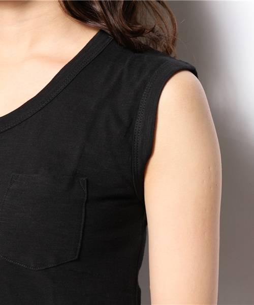 coen（コーエン）の「コットンスラブポケットTシャツ（Tシャツ/カットソー・レディース・ブラック/ホワイト/マスタード/ダークグリーン・フリー）」の11枚目の写真