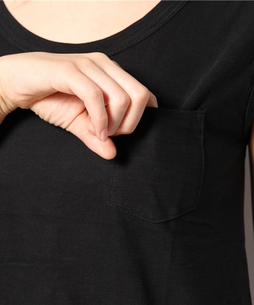 coen（コーエン）の「コットンスラブポケットTシャツ（Tシャツ/カットソー・レディース・ブラック/ホワイト/マスタード/ダークグリーン・フリー）」の12枚目の写真